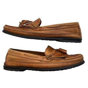 Vintage Giorgio Brutini Gordy Brown Leather Tassle Weave Loafers Men's 9 1/2